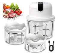 Mini Hachoir Electrique Rechargeable USB 350 ml - Trois Tasses, Coupe-légumes Sans Fil pour Ail, Fruits, Viande, Légumes
