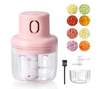 Mini hachoir électrique sans fil rechargeable par USB pour piment, épices, viande (rose, 250 ml)