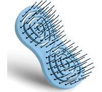 Mini Hair Brush No Pull Professional Detangling Brush with Spiral Spring Blue