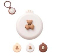 Mini Hair Brush with Mirror, Round Folding Pocket Comb -Mini Travel Hair Brush with Mirror Small Portable Pocket Massage Comb Detangles for Women (White)