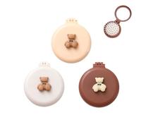 Mini Hair Brush with Mirror, Round Folding Pocket Comb -Mini Travel Hair Brush with Mirror Small Portable Pocket Massage Comb Detangles for Women (3PCS)