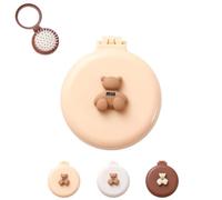 Mini Hair Brush with Mirror, Round Folding Pocket Comb -Mini Travel Hair Brush with Mirror Small Portable Pocket Massage Comb Detangles for Women (Skin)