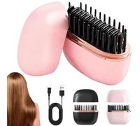 Mini Hair Straightener,2-in-1 Mini Cordless Hair Straightener Comb,3-Speed Temperature Control,Anti-Scald Shell,Lightweight & Portable Type-C Electric Hair Flat Iron for Home Travel (Pink)
