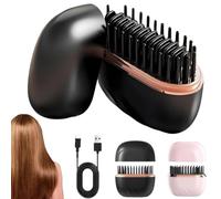 Mini Hair Straightener,2-in-1 Mini Cordless Hair Straightener Comb,3-Speed Temperature Control,Anti-Scald Shell,Lightweight & Portable Type-C Electric Hair Flat Iron for Home Travel (Black)