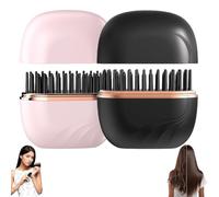 Mini Hair Straightener, 3-Speed Intelligent Temperature Control, Rechargeable Wireless Portable Hair Straightener Brush (Black+Pink)