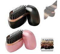 Mini Hair Straightener Brush, Cordless Hair Straightener for Travel, Hot Comb with Adjustable Heat, 30s Quick Heat, Portable Straighteners Brush for Daily Styling (Mix)