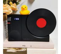 Mini haut-parleur audio rétro Bluetooth en vinyle, support carte TF/AUX, noir