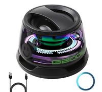 Mini haut-parleur Bluetooth magnétique, sans fil, portable, compact avec lumière multicolore RVB, support de son surround 3D pour douche, cuisine, extérieur, voyage, golf, cadeau noir