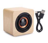 Mini Haut-Parleur Bluetooth Sans Fil En Bois Jaune, Petit Cube Portable De Chargement Usb