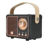 Mini Haut-Parleur sans Fil Rétro, Décoration Vintage, Cuir ABS, Haut-Parleur Portable pour l'extérieur, Rapide (Black)