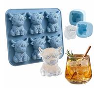 Mini Highland Cow Ice Cube Mold,3D Animal Shape Silicone Tray for Cocktails,Cute Highland Cows Silicone Ice Cube Tray,Funny Reusable Maker for Candy,Jelly,Chocolate,Homemade Treats
