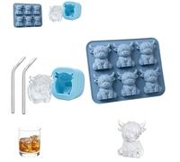 Mini Highland Cow Ice Cube Mold, Funny 3D Cute Highland Cow Silicone Ice Cube Tray, for Whiskey,Cocktails, Beer & Drinks, Novelty Cow Easter Molds Perfect Gifts for Friends B)