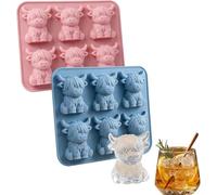 Mini Highland Cow Ice Cube Mold, Mini moule à glaçons en silicone 3D en forme de vache des Highlands pour chocolat, bonbons, gelée, friandises faites maison