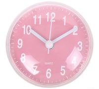 Mini horloge à quartz compacte avec ventouse pour murs de salle de bain et cuisine (rose)