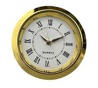 Mini horloge à quartz ronde avec mouvement d'ajustement, cadran blanc, bordure dorée, parfaite pour diverses applications domestiques (36 mm)