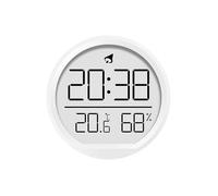 Mini horloge électronique ultra-fine - Heure, température, humidité et alarme - 7.4x7.4x1.6cm Blanc - Fixation magnétique murale