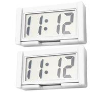 Mini horloge numérique, 2pcs petite horloge magnétique, horloge de tableau de bord de voiture avec grand écran LCD transparent, support d'auto-adhésif à batterie Horloge numérique pour voiture automa