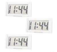 Mini horloge numérique 3 en 1 avec écran LCD auto-adhésif pour tableau de bord de voiture, décoration intérieure (blanc)