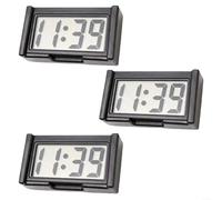 Mini horloge numérique 3 en 1 avec écran LCD auto-adhésif pour tableau de bord de voiture, décoration intérieure (noir)