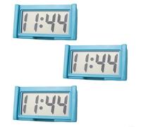 Mini horloge numérique 3 en 1 avec écran LCD auto-adhésif pour tableau de bord de voiture, décoration intérieure (bleu)