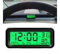 Mini horloge numérique pour tableau de bord de voiture, 8 x 3 x 3,5 cm, horloge solaire, affichage de la date, de la température, de l'humidité, rétroéclairage automatique, pour véhicules, voiture