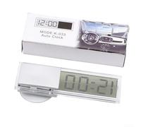 Mini horloge numérique pour voiture - Écran LCD transparent avec ventouse - Pour tableau de bord de véhicule - Petit article électronique d'intérieur