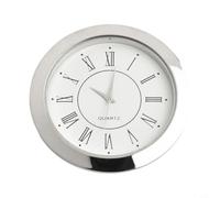 Mini horloge ronde à mouvement à quartz avec lunette dorée ou argentée, chiffres romains ou arabes, dos en acier inoxydable, lentille en verre (55 mm B)