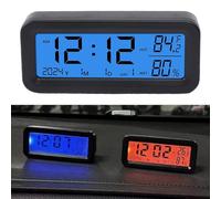 Mini horloge solaire numérique pour tableau de bord de voiture avec date, température et humidité, rétroéclairage automatique et charge solaire, matériau ABS, ajustement universel