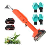 Mini-houe électrique, Cultivateur Et Désherbeur sans Fil avec 2 Batteries De 1,5 Ah, Double Interrupteur De Sécurité, Outils De Jardinage Portatifs De 2500 TR/Min Et Râteau pour Ameublir La T No-Pole