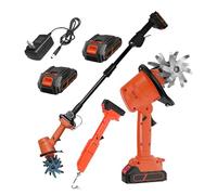Mini-houe électrique, mini-motoculteur sans fil avec perche télescopique, largeur de travail de 10 cm, désherbeur manuel, outils de jardinage, 2 batteries