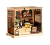 Mini House Kit, Miniature House Kit, Mini Doll House Set, Educational Miniature Coffee Shop Kitchen Building Set for Teens Study Desk Display Cabinet