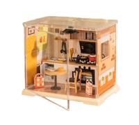 Mini House Kit, Miniature Kit, Building Model Set, Realistic Coffee Shop Style, Handmade Assembly Toy, Home Décor Display, 6.02x6.93x4.84 inches Multicolor 1 Piece