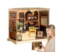 Mini House Kit, Miniature Kit, Building Model Set, Realistic Coffee Shop Style, Handmade Assembly Toy, Home Décor Display, 6.02x6.93x4.84 inches Multicolor 1 Piece