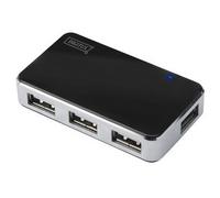 Mini hub USB 2.0, 4 ports, argenté, avec bloc d'ali.