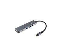 Mini HUB USB-C à 5 ports en aluminium pour ordinateurs portables et tablettes, gris