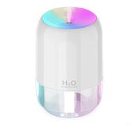 Mini humidificateur alimenté par USB avec aromathérapie et veilleuse colorée, capacité de 300 ml, pulvérisation réglable, arrêt automatique en 4 à 6 heures, pour petites pièces et voyages (blanc)
