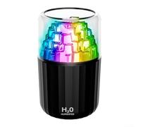 Mini humidificateur avec éclairage réglable et fonctionnement silencieux pour un usage domestique, deux modes de pulvérisation avec arrêt automatique programmé et capteur anti-brûlure à sec (noir)