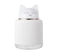 Mini humidificateur en forme de chat mignon avec capacité de 300 ml, deux modes de brume et lumière LED, hydratant portable USB pour chambre, bureau ou voiture en blanc et rose