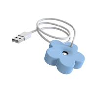 Mini Humidificateur, Mini Humidificateur USB en Forme de Fleur 5 V Sûr avec 4 Bâtons de Coton Courts pour le Bureau (BLUE)