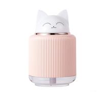 Mini humidificateur USB en forme de chat avec capacité de 300 ml et deux réglages de brume pour bureau et voiture, avec atomisation (rose)