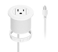 Mini œillet de hub d'alimentation de bureau, station de charge intégrée 1 prise standard américaine avec rallonge de 2,5 m, prise multiprise encastrée pour table, armoire, canapé, table de chevet