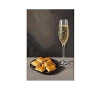 Mini impressions sur toile avec poches à pizza et champagne - Décoration murale pour salon, chambre à coucher - 60 x 90 cm