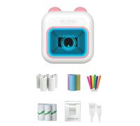 Mini imprimante d'autocollants RVB Bluetooth de poche sans encre thermique avec 10 rouleaux de papier et 5 stylos Fmo A