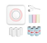 Mini imprimante de poche, imprimante photo sans fil Bluetooth portable - Impression thermique USB pour Android, iOS avec papier thermique autocollant pour notes, mémo, peinture à faire soi-même (rose)