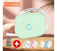 Mini-imprimante d'étiquettes Portable P12,avec adhésif,papier autocollant P12,similaire à Marklife P12 P15 DELI Q2,d'étiquettes,bricolage - Type 4Roll Printer Set 4