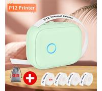 Mini-imprimante d'étiquettes Portable P12,avec adhésif,papier autocollant P12,similaire à Marklife P12 P15 DELI Q2,d'étiquettes,bricolage - Type 4Roll Printer Set 3