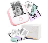 Mini Imprimante d'étiquettes - T02 Petite Imprimante Portable, Imprimante d'autocollants d'apprentissage, Notes, Images, Rose