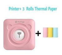 Mini Imprimante Peripage Bluetooth portable thermique avec 3 rouleaux de papier d'impression - Rose Rose G
