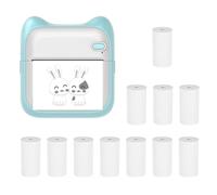 Mini imprimante photo de poche portable 203 dpi Connexion BT sans fil pour étiquette photo, liste artisanale, meno, notes, journal, reçus, papier autocollant avec 11 rouleaux