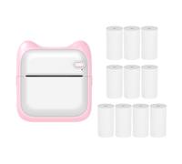 Mini imprimante photo de poche portable 203 dpi Connexion BT sans fil pour étiquette photo, liste de menos, notes, journal, reçus, autocollant avec 10 rouleaux